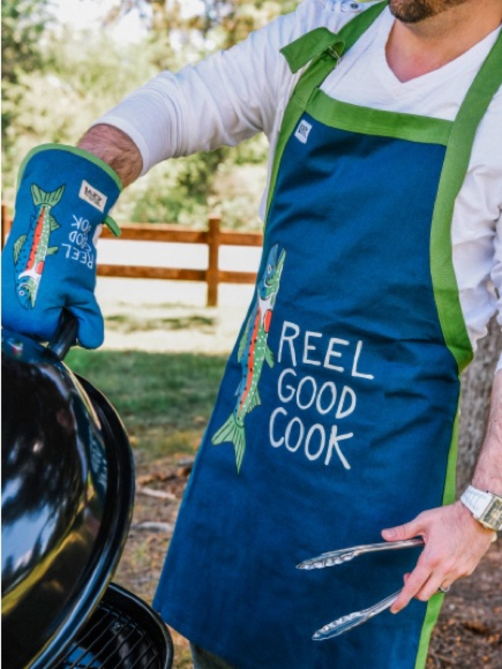 New Lazy One Asleep At The Reel Fishing Camping Cabincore Apron